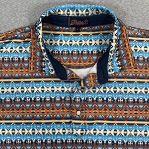 Rafter C Polo Shirt Men L Pearl Snap Aztec Navajo Golf Western Cowboy Stretch